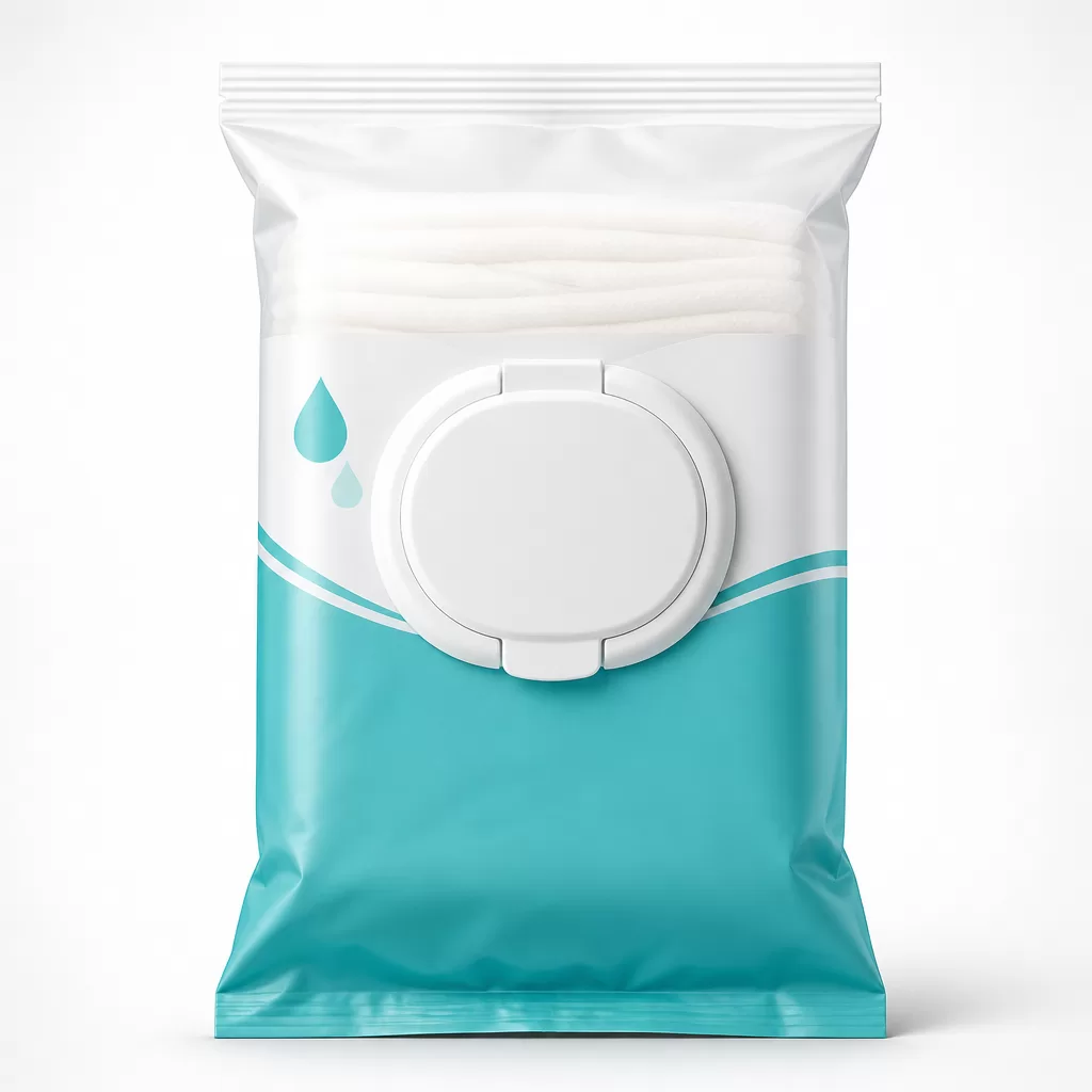 Flushable wet wipes soft pack