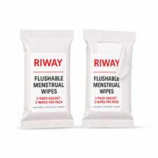 RIWAY flushable menstrual wipes 2-pack sachet packaging OEM
